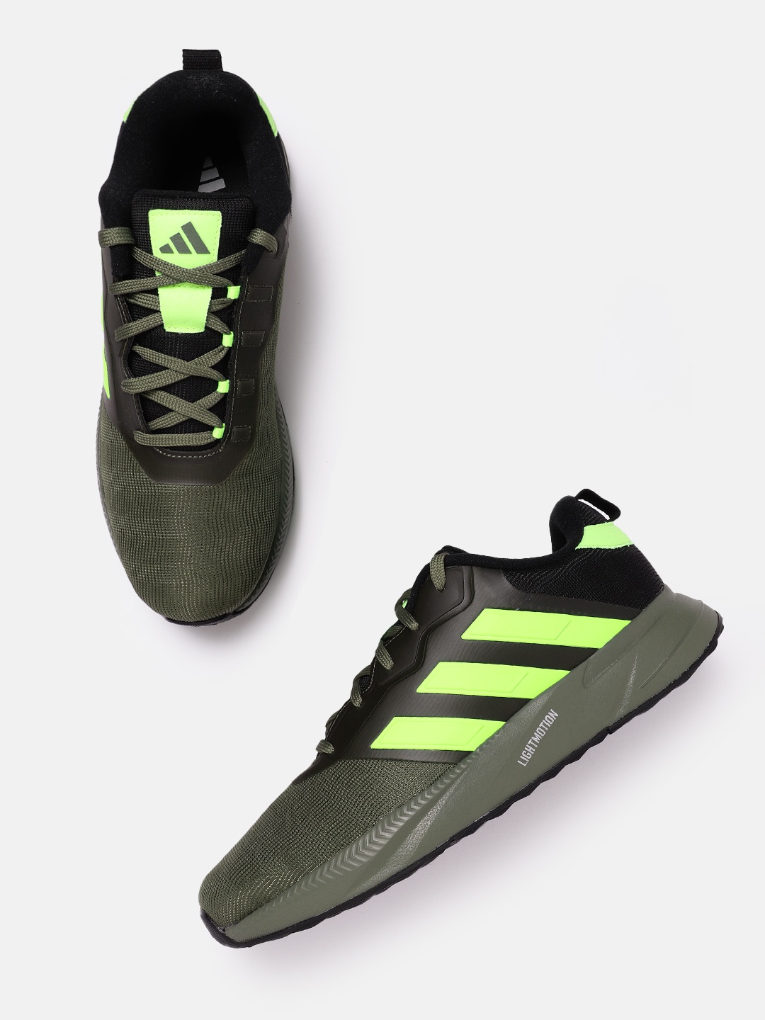 

ADIDAS Men LightRun-Win Running Shoes, Olive