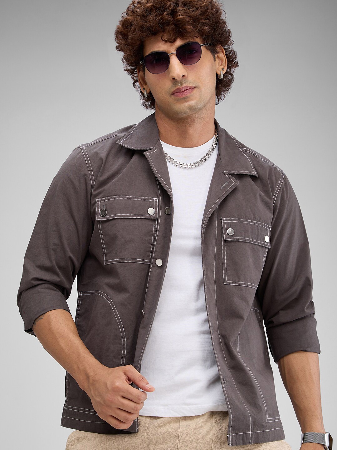 

VASTRADO Men Classic Slim Fit Opaque Casual Shirt, Grey