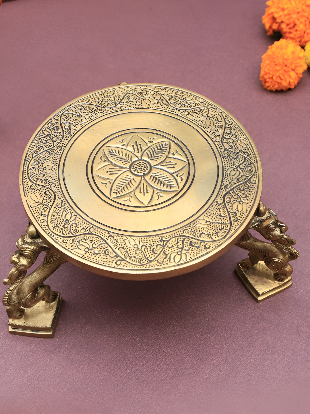 

The Advitya Religious Ritual Pooja Yali Chowki, Gold