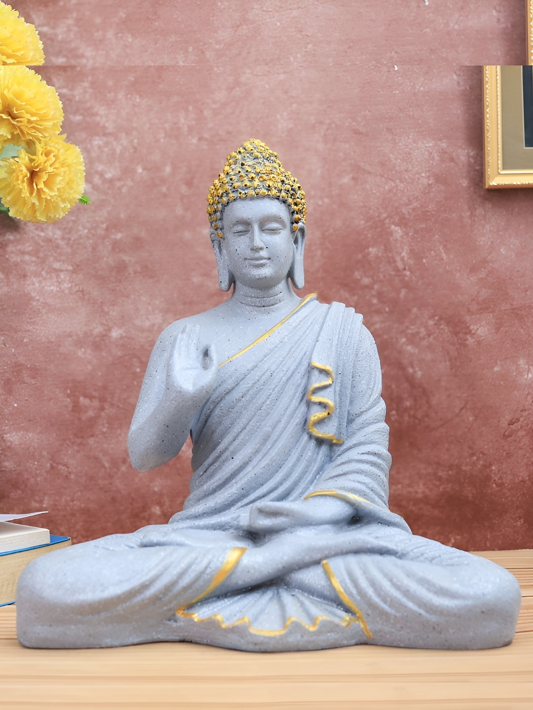 

The Advitya Grey Buddha Idol Showpiece