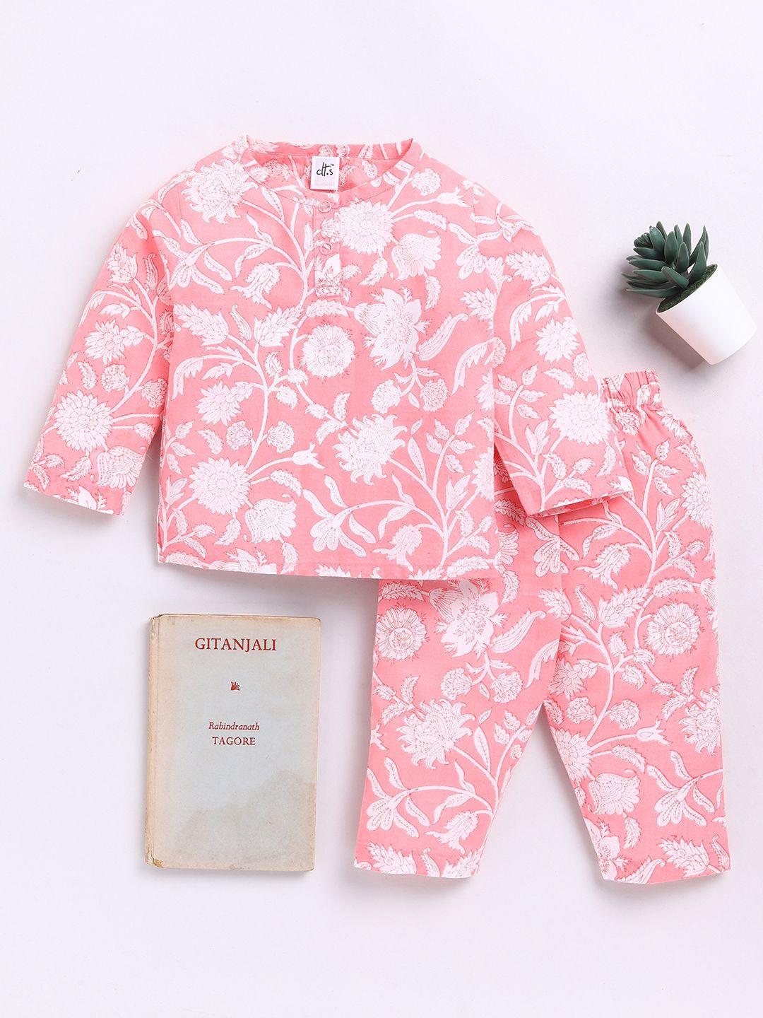 

Clt.s Girls Printed Pure Cotton Night suit, Pink