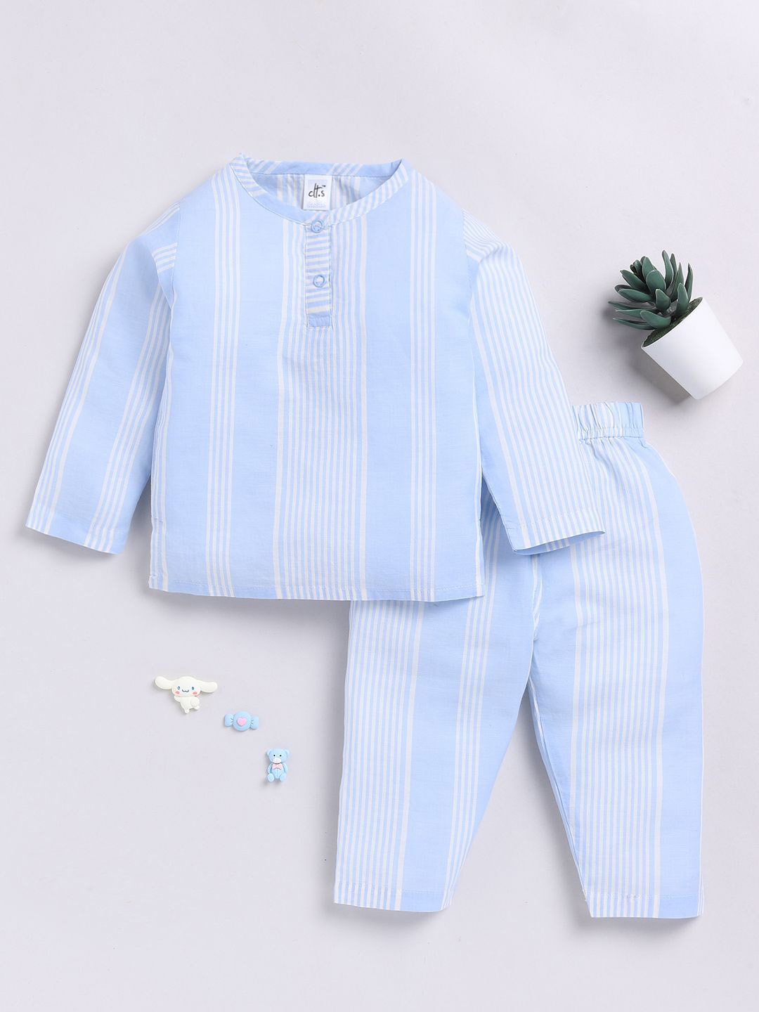 

Clt.s Girls Striped Night suit, Blue