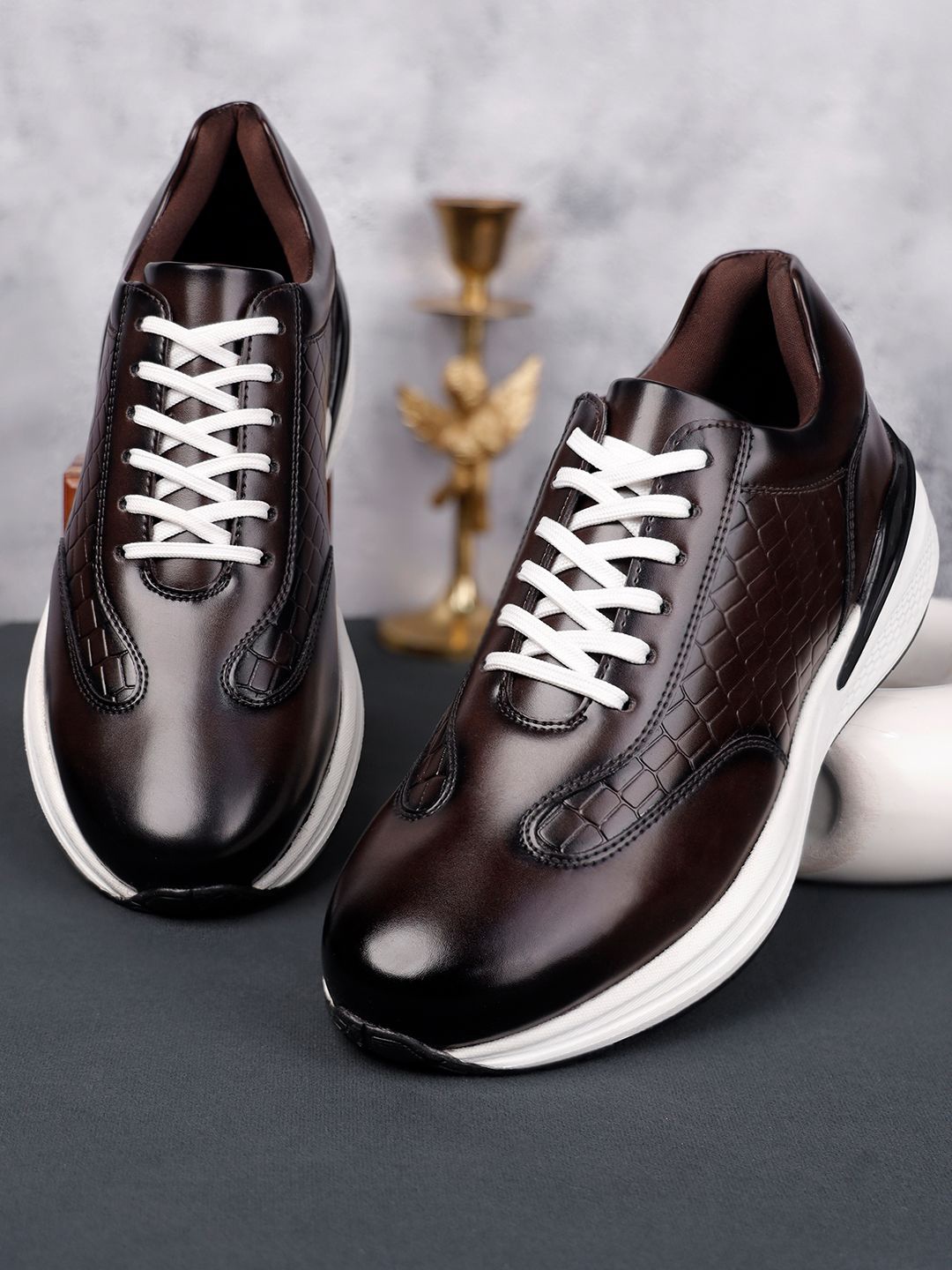 

LOUIS STITCH Men's Mexican Leather Sneaker Cushioned Casual Shoes, Brown