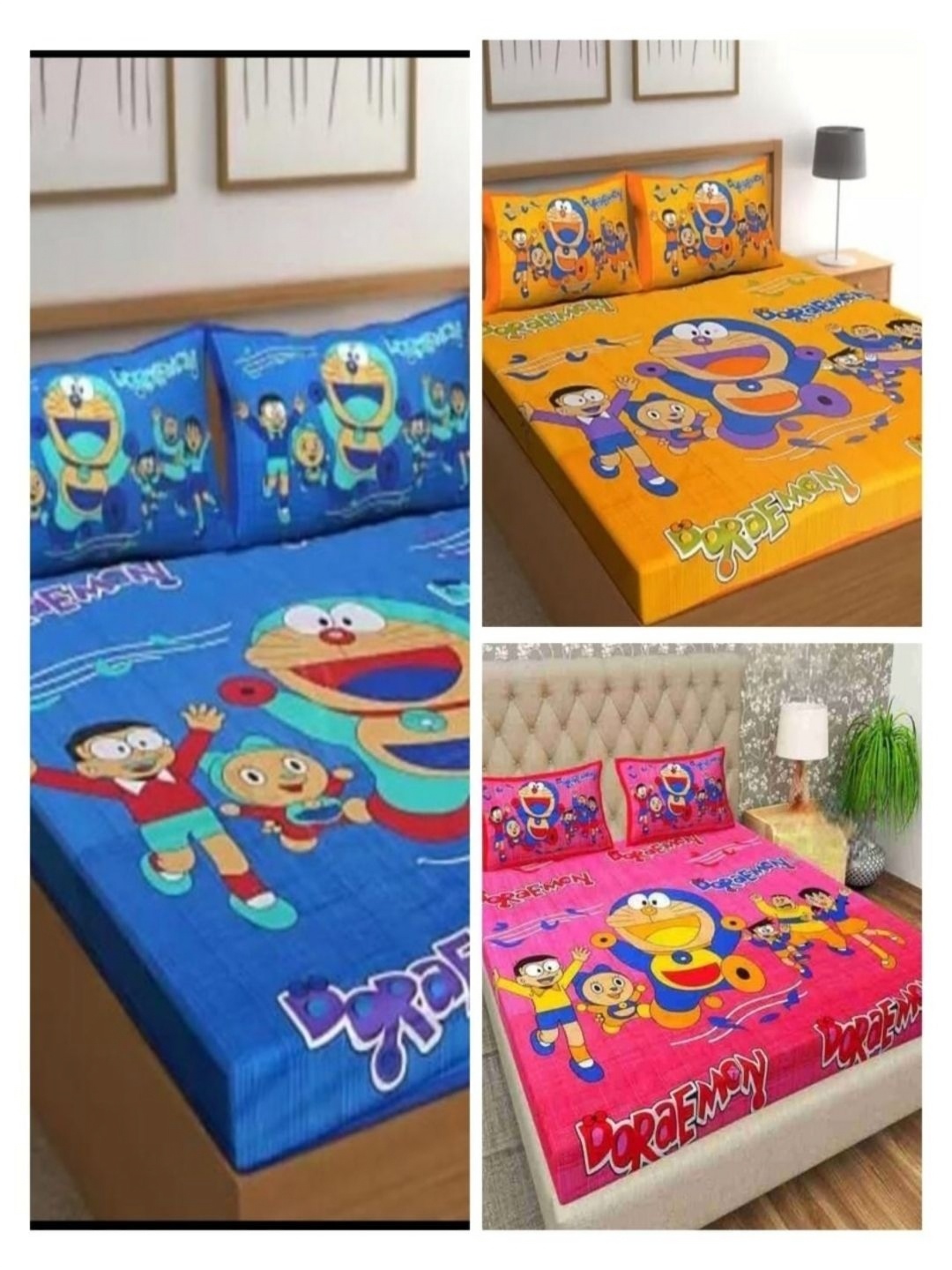 

Runjhun Blue & Yellow Ethnic Motifs 180 TC 3 Queen Bedsheet with Pillow Covers