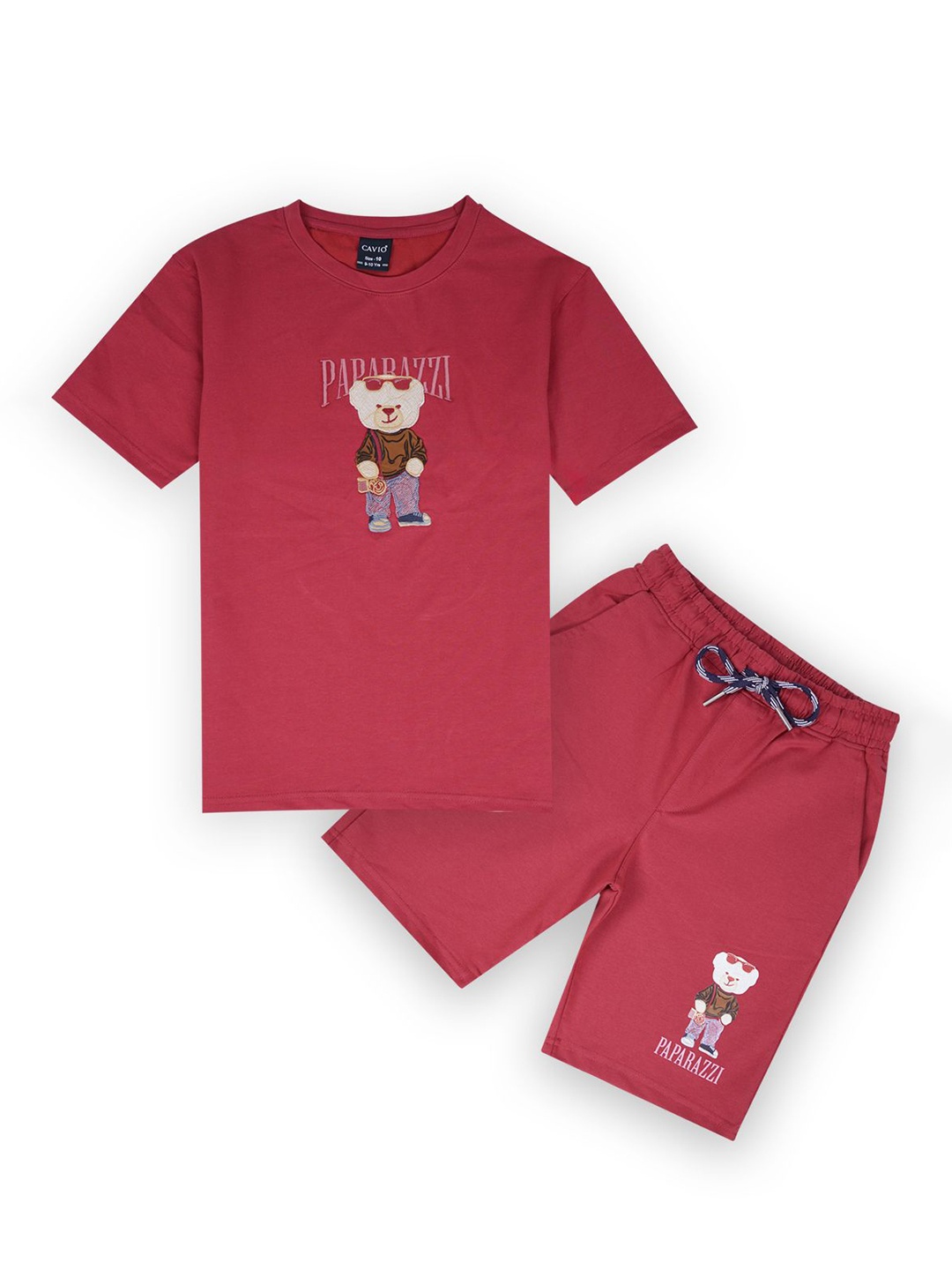 

CAVIO Boys Printed T-shirt with Shorts Regular Fit Half Sleeve Casual Clothing Set, Rust