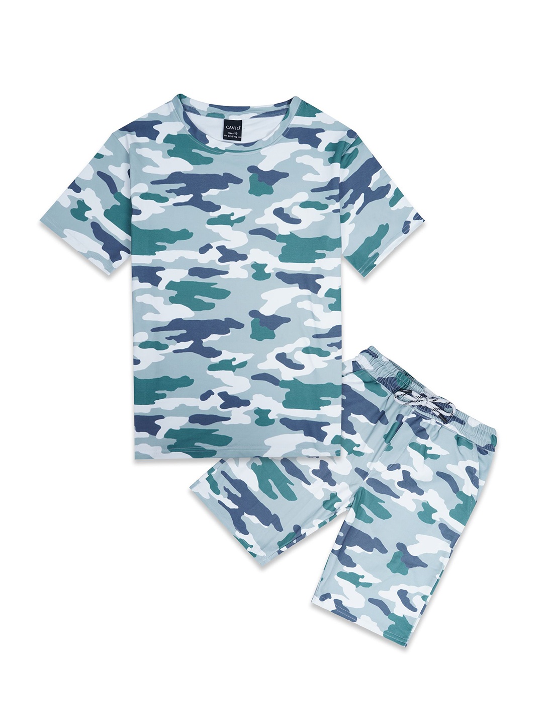 

CAVIO Boys Self Design Printed T-shirt with Shorts, Green