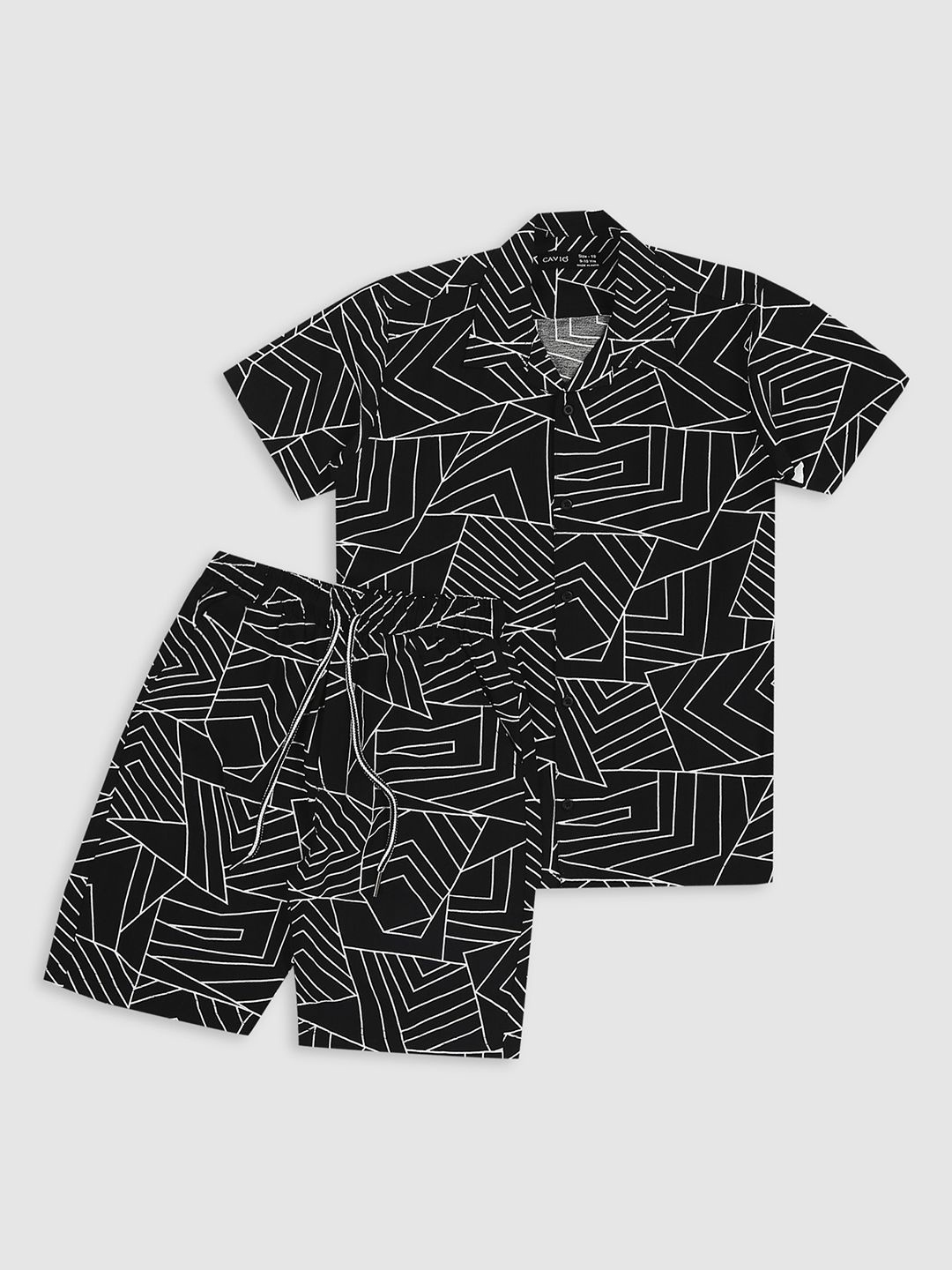 

CAVIO Boys Printed T-shirt with Shorts Regular Fit Half Sleeve Casual Clothing Set, Black