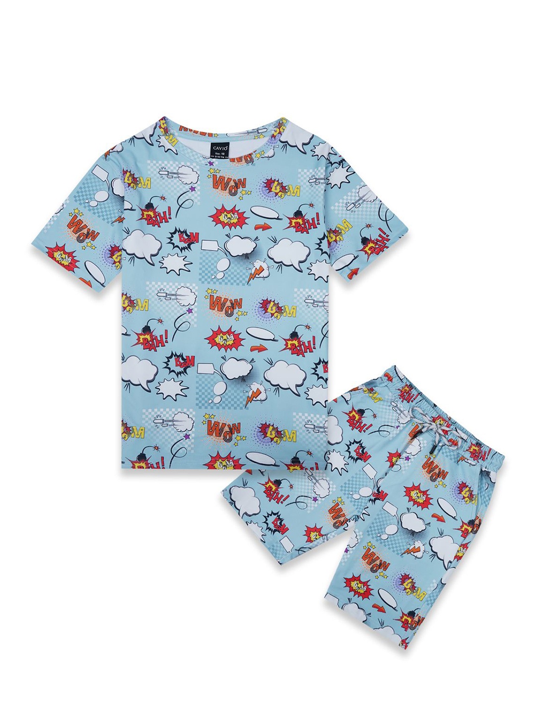 

CAVIO Boys Printed T-shirt with Shorts, Green