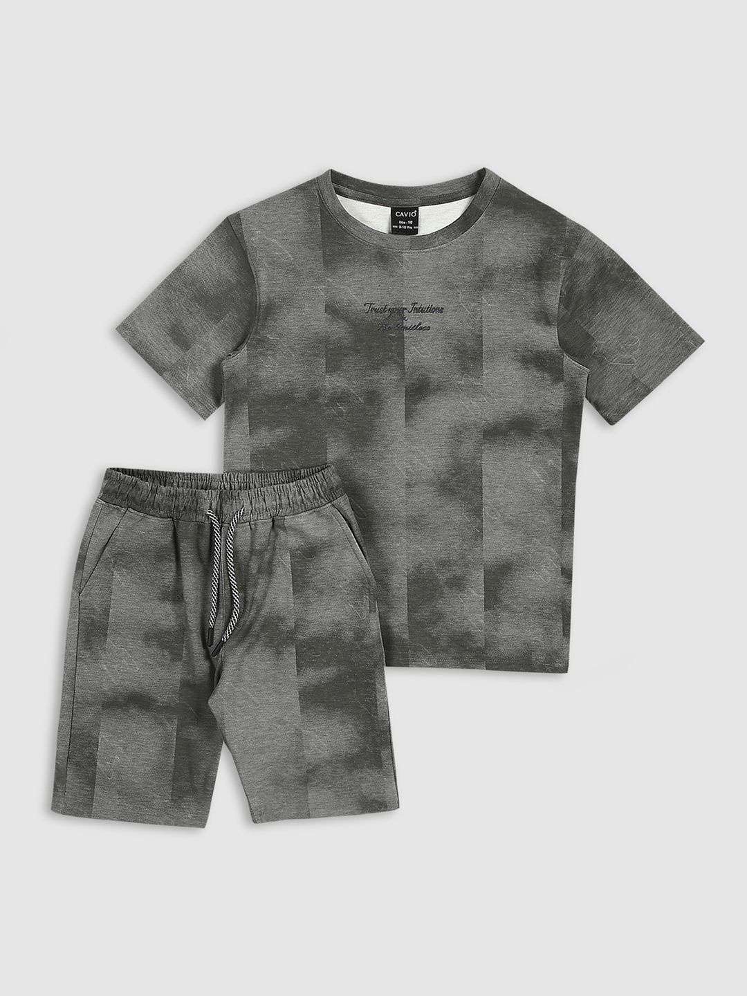 

CAVIO Boys Printed T-shirt with Shorts Regular Fit Half Sleeve Casual Clothing Set, Grey