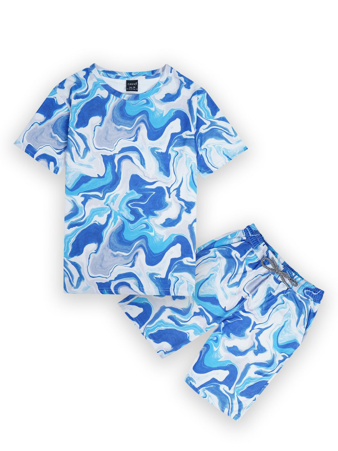 

CAVIO Boys Printed T-shirt with Shorts, Blue