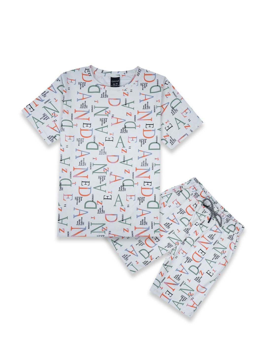 

CAVIO Boys Self Design Printed T-shirt with Shorts, Orange