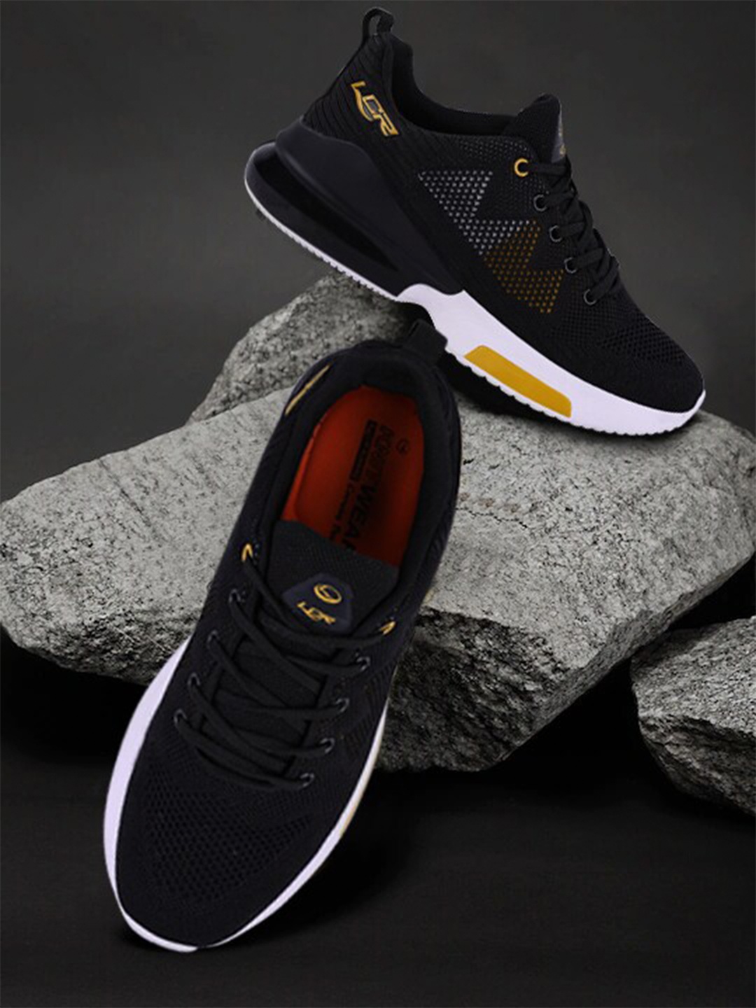 

Lancer Men Textile Walking Shoes, Black