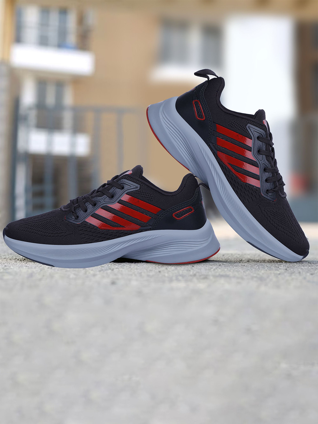 

Lancer Men Textile Walking Shoes, Black