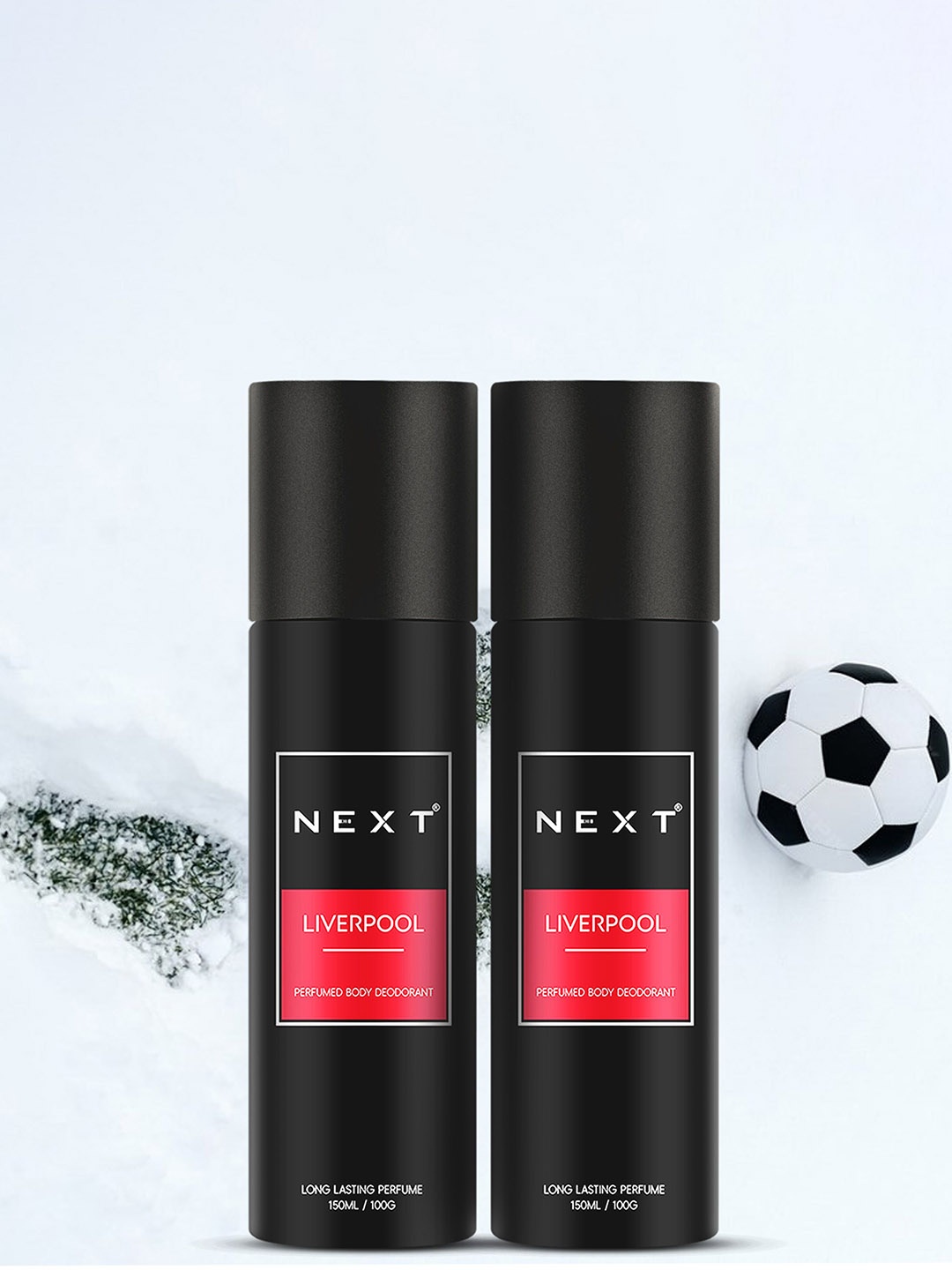 

NEXT CARE Set Of 2 Liverpool Men Long Lasting Perfumed Body Deodorant - 100g (150ml) Each, Black