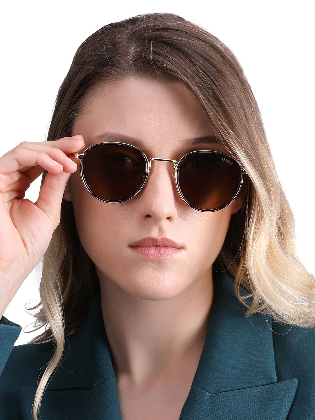 

IDOR Unisex Round Sunglasses with UV Protected Lens, Brown