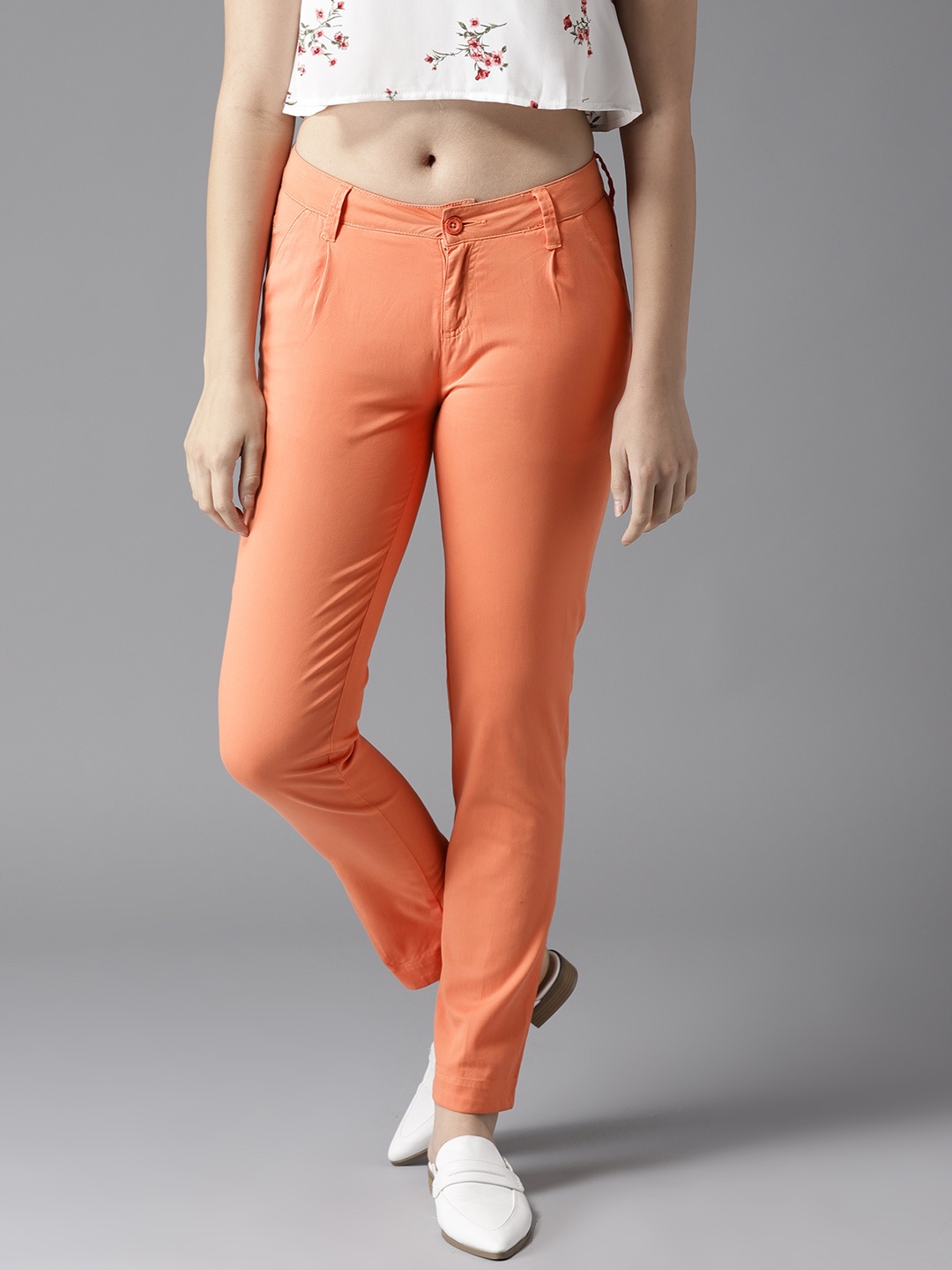 

Flying Machine Women Orange Tapered Fit Trousers