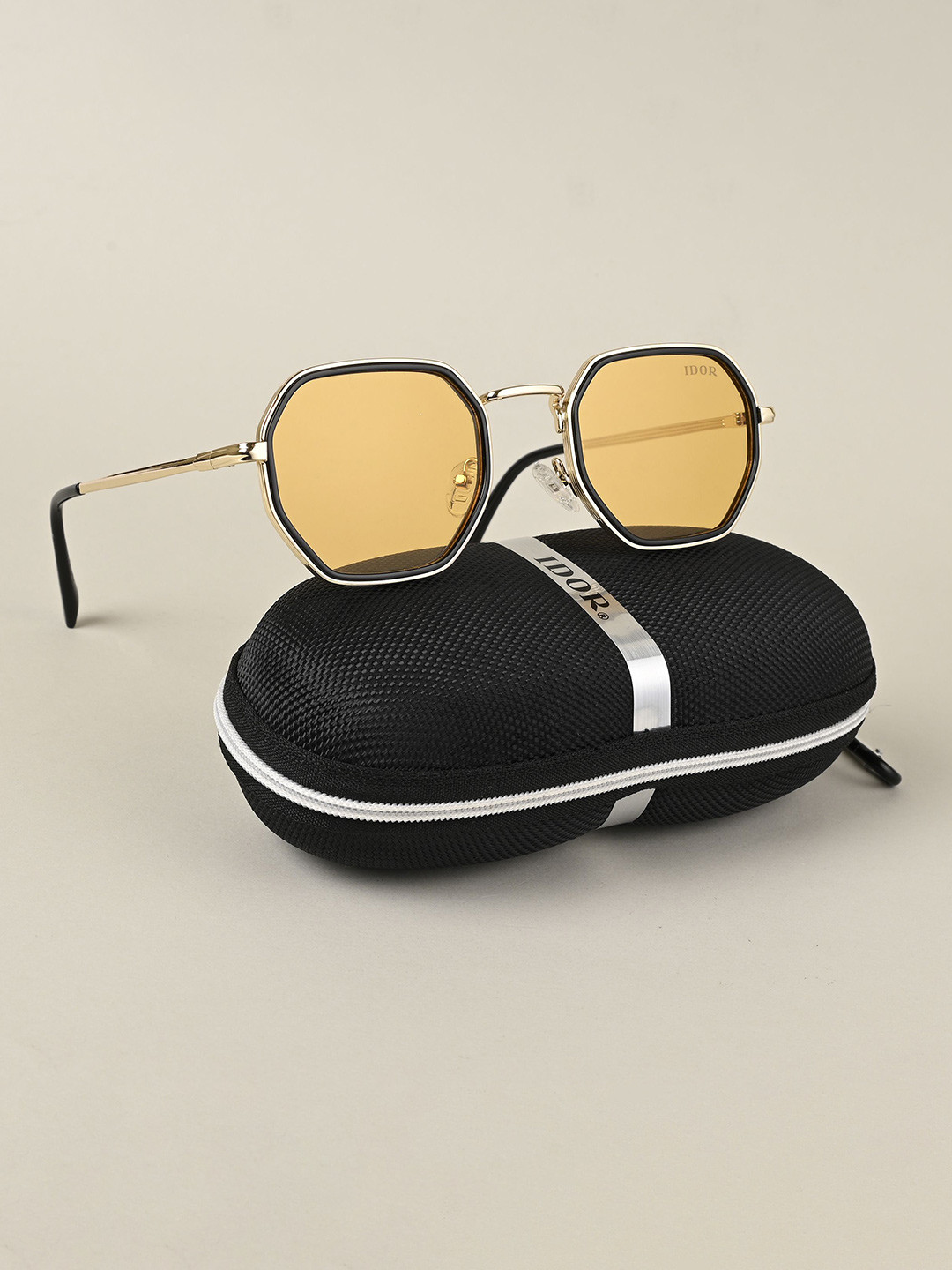 

IDOR Unisex Round Sunglasses with UV Protected Lens ID-3410-YLW, Yellow