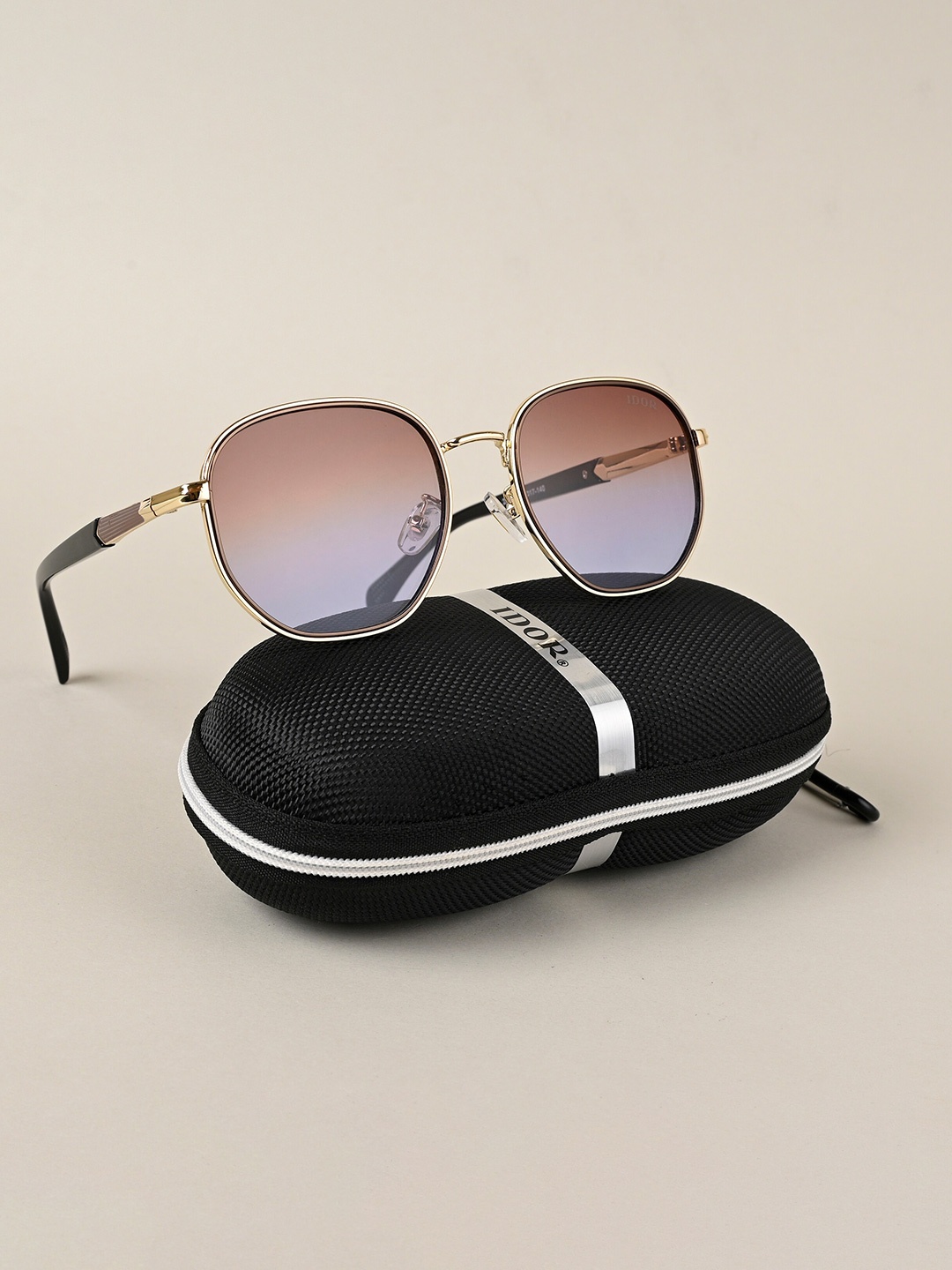 

IDOR Unisex Oval Sunglasses with UV Protected Lens ID-862-GRDBLU, Brown