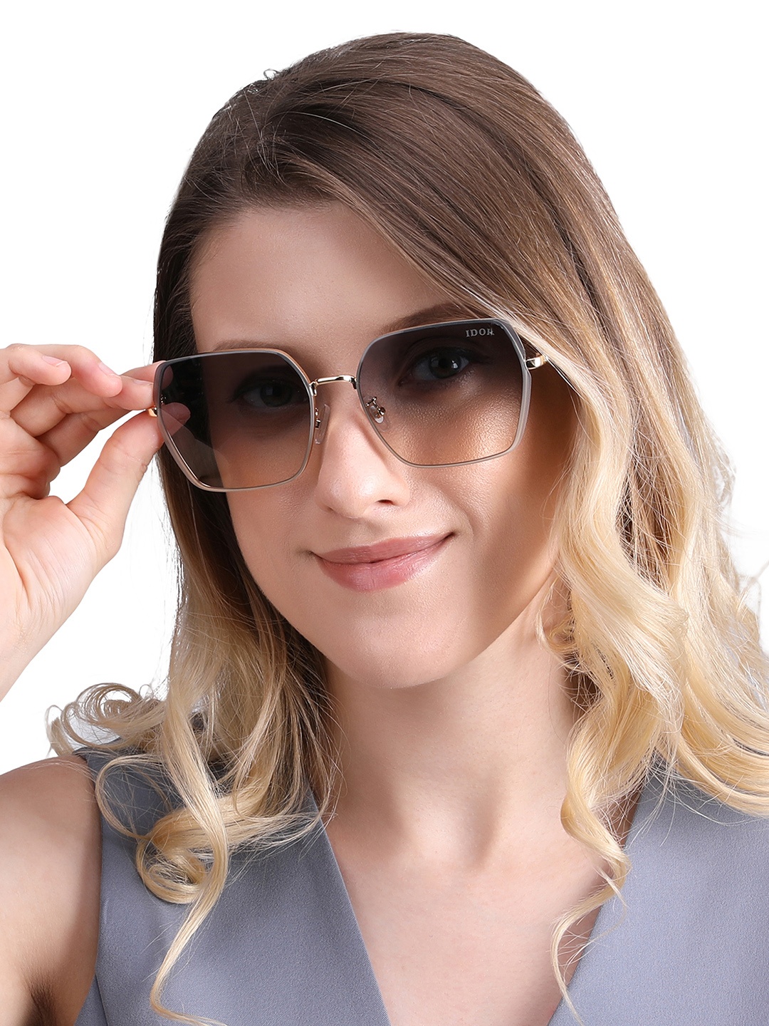 

IDOR Unisex Square Sunglasses with UV Protected Lens ID-889-BRW, Brown