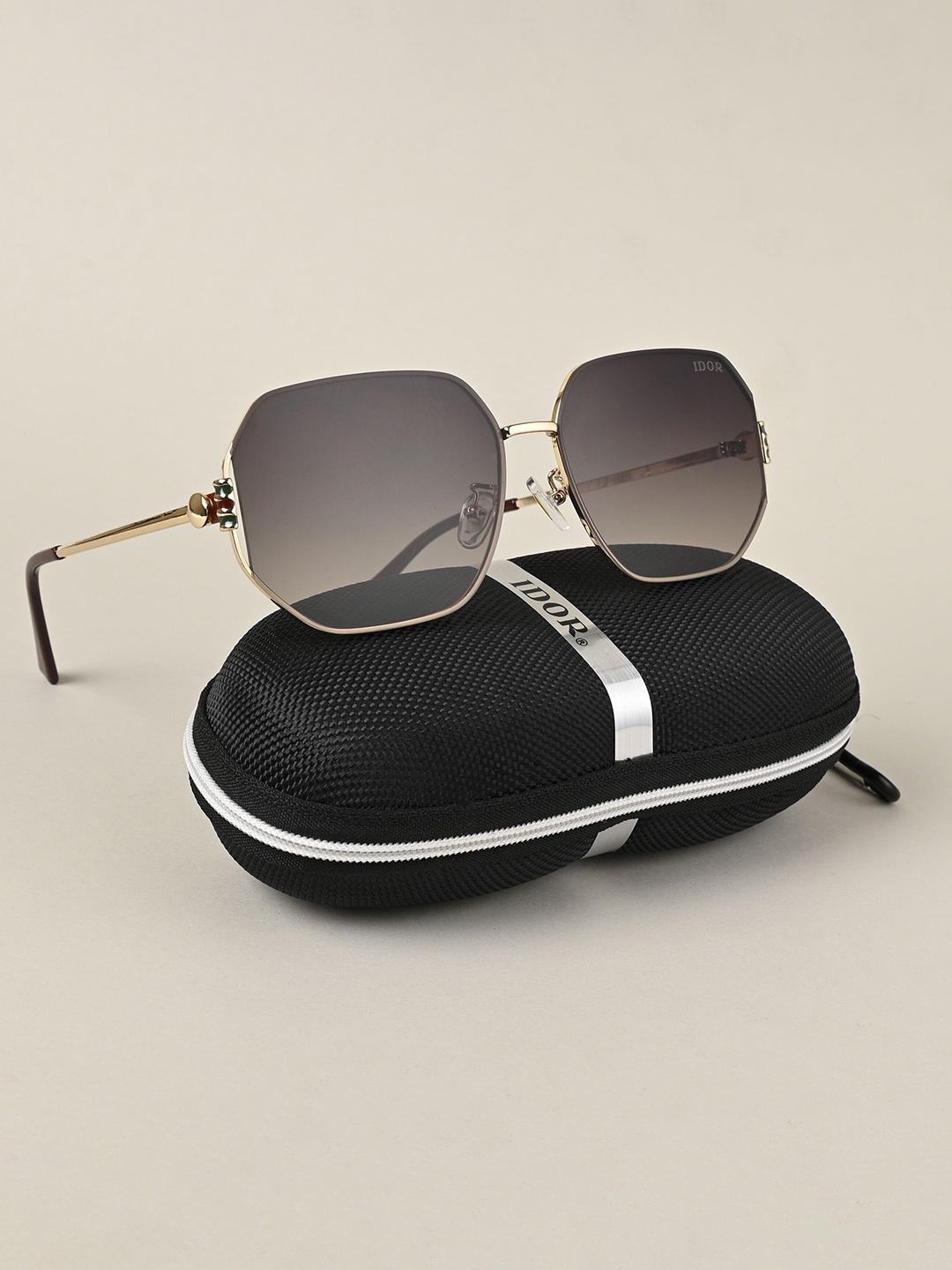 

IDOR Unisex Square Sunglasses with UV Protected Lens ID-855-GRDPUR, Brown