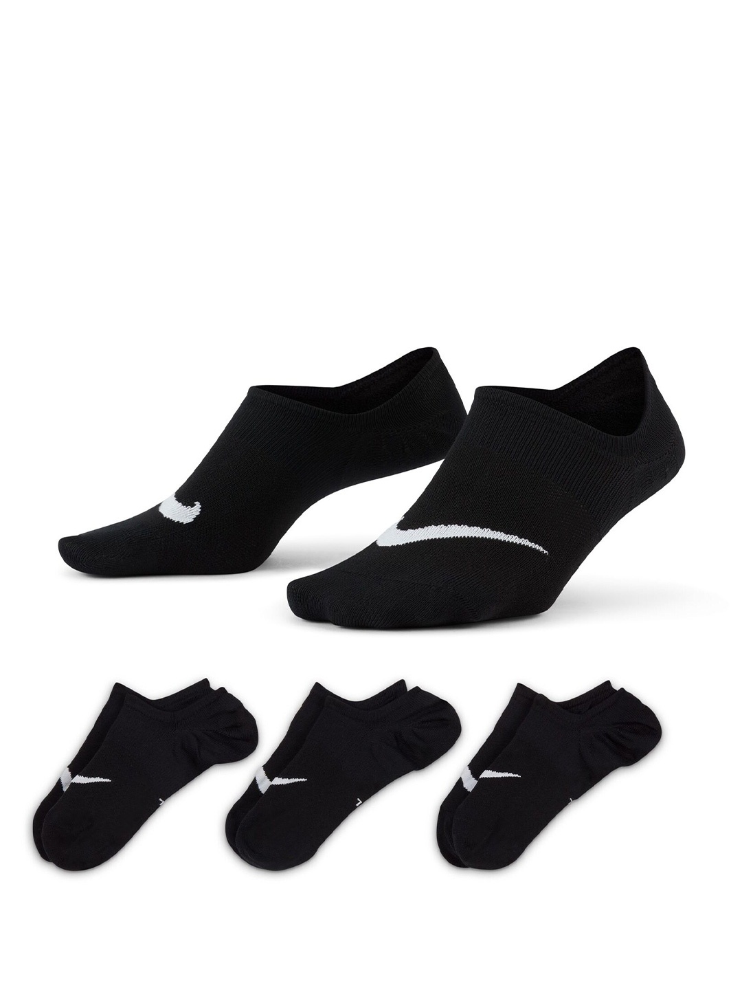 

Nike Pack Of 3 Everyday Plus Lightweight Women's Training Footie Socks, Black