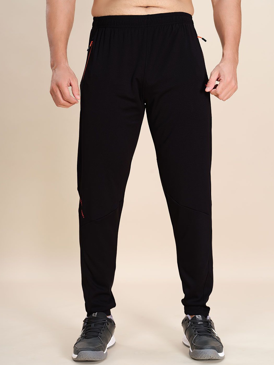 Technosport Men Plus Size Rapid Dry Slim Fit Track Pants, Black