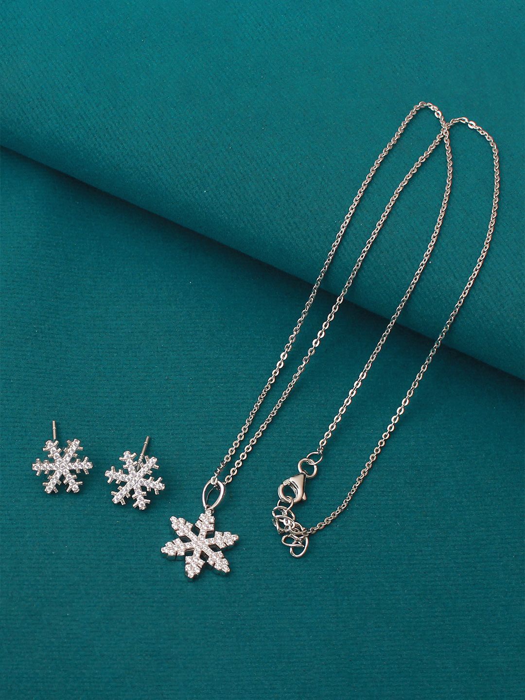 

Mirana Rhodium Plated Miley 925 Pure Silver Designer Pendant Set, White