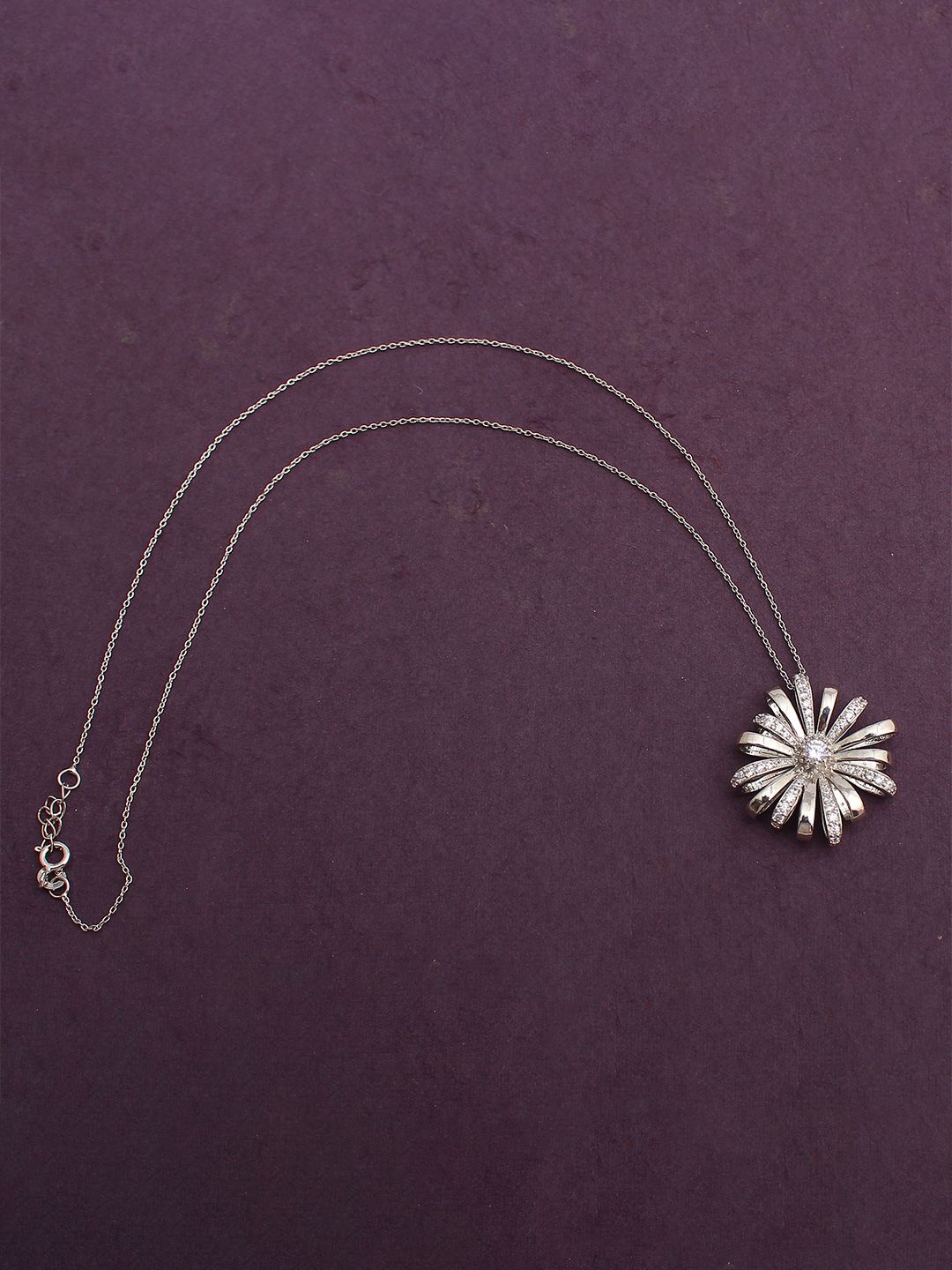 

Mirana Rhodium Plated Zuri 925 Pure Silver Designer Pendant, White