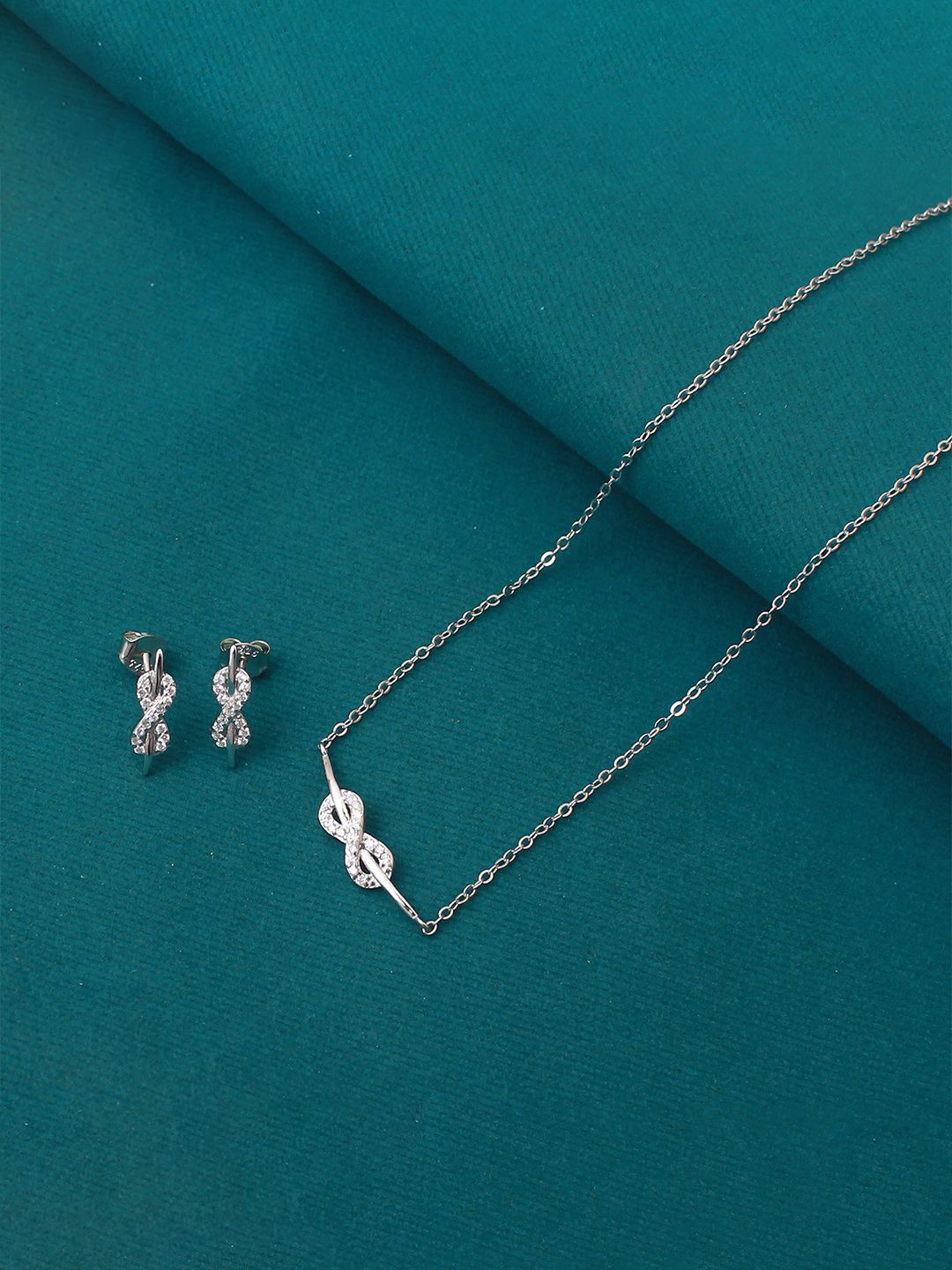 

Mirana Rhodium Plated Kaylee 925 Pure Silver Designer Pendant Set