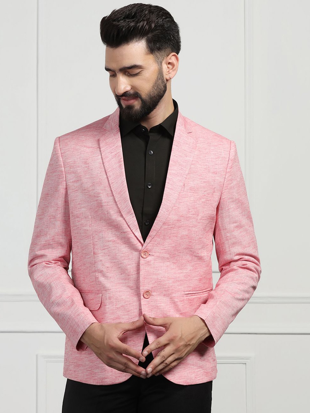 

TAHVO Men Notched semi formal Blazers, Pink
