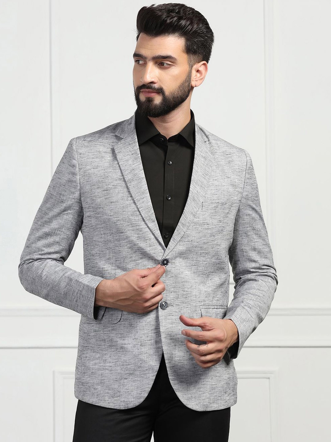 

TAHVO Men Single Breasted Linen Casual Blazers, Grey