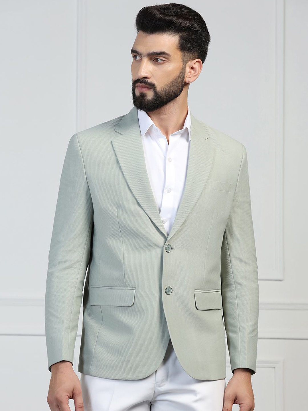 

TAHVO Regular Fit Single-Breasted Blazer, Green