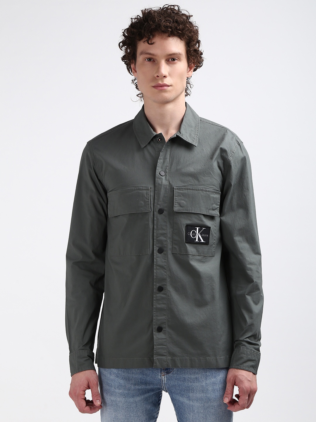 

Calvin Klein Jeans Men Opaque Casual Shirt, Grey