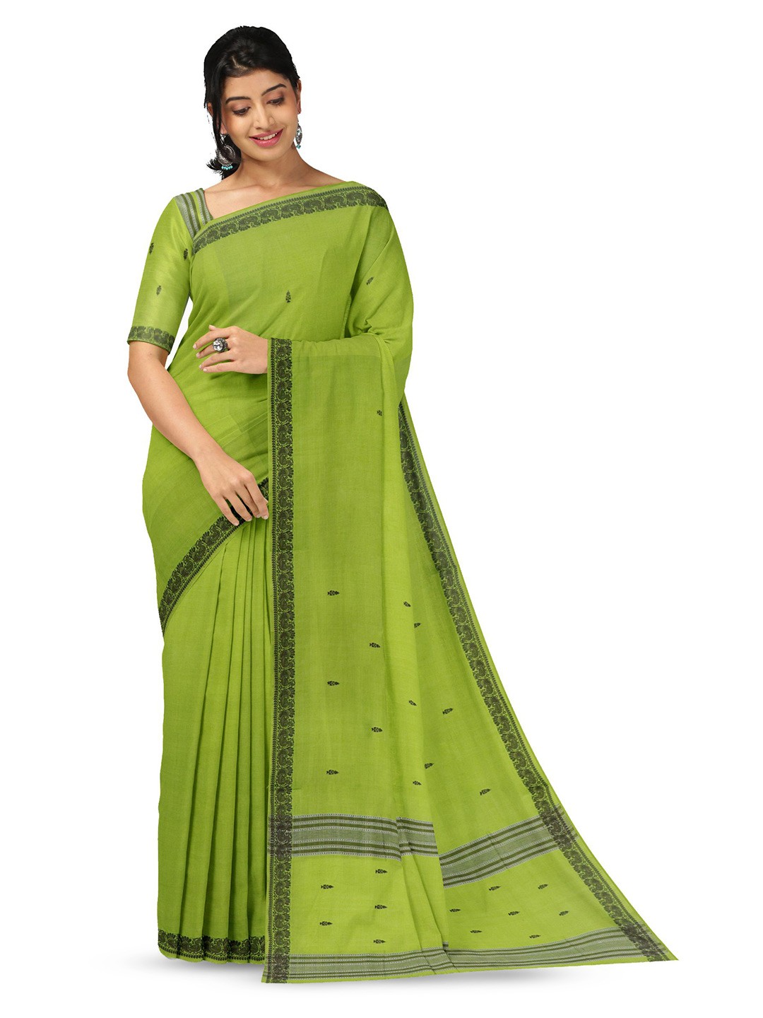 

APCO Woven Design Pure Cotton Saree, Green