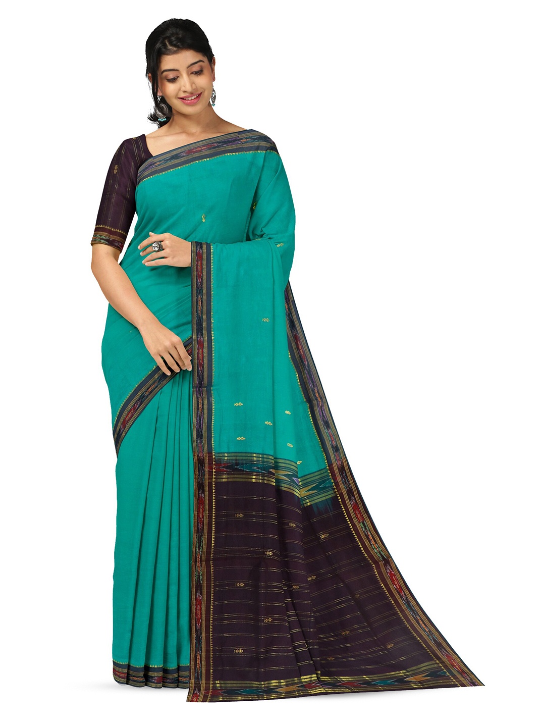 

APCO Woven Design Zari Pure Cotton Saree, Green