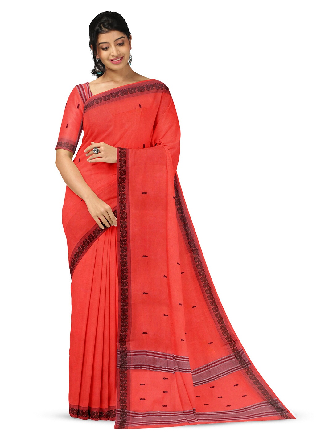 

APCO Woven Design Pure Cotton Saree, Orange