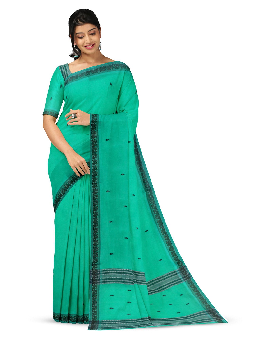 

APCO Woven Design Pure Cotton Saree, Green
