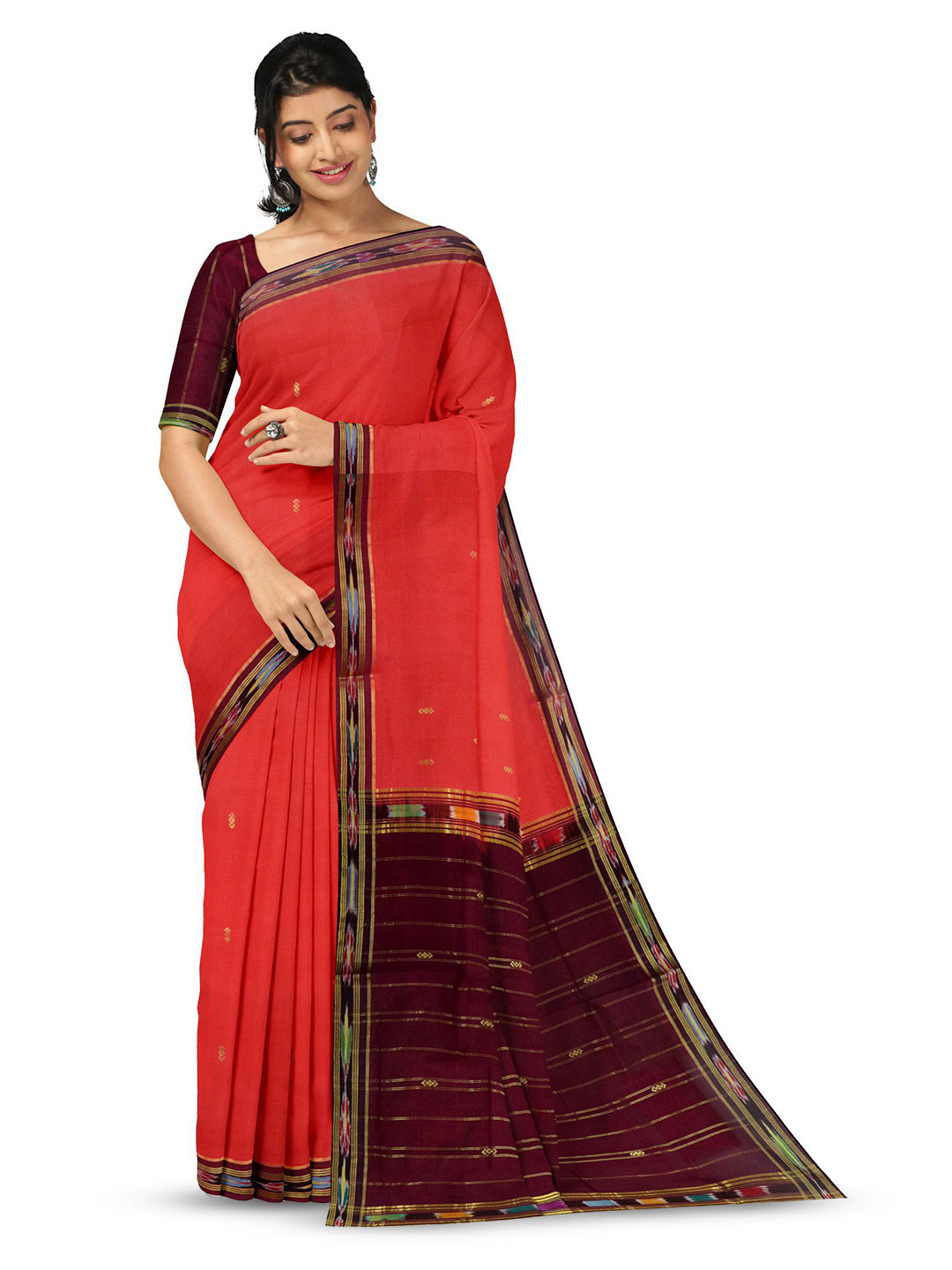 

APCO Woven Design Pure Cotton Saree, Orange