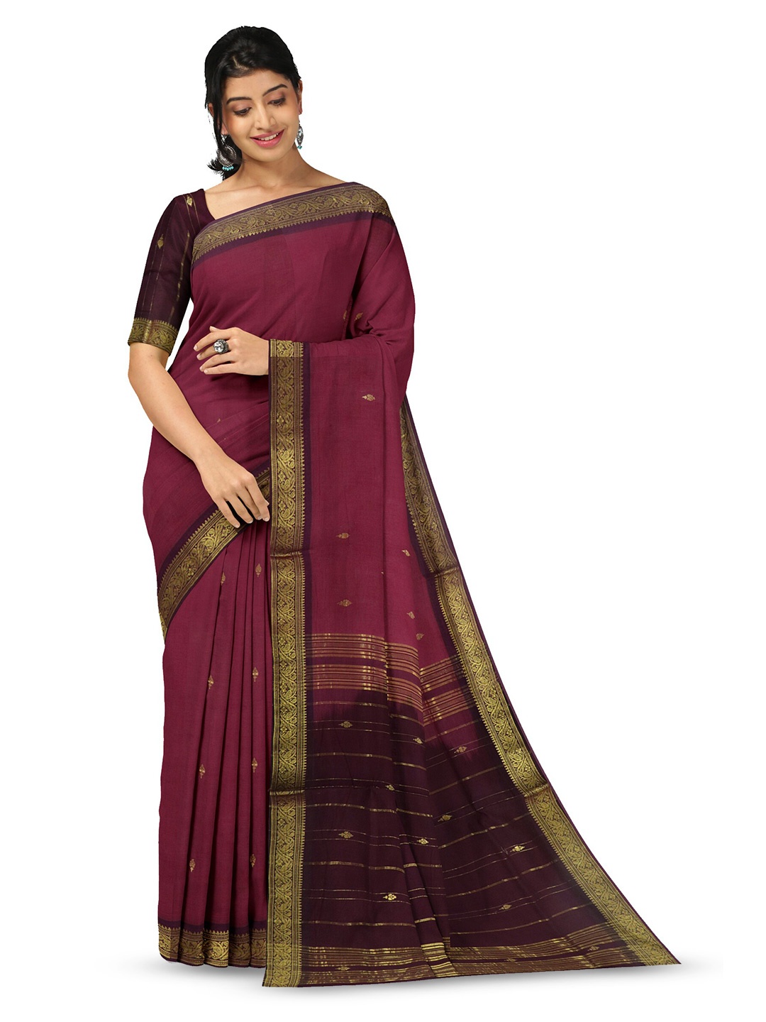 

APCO Woven Design Zari Pure Cotton Saree, Maroon