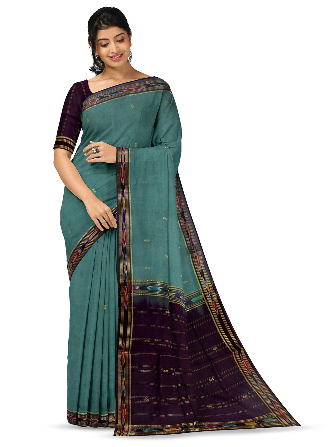 

APCO Woven Design Zari Pure Cotton Saree, Blue