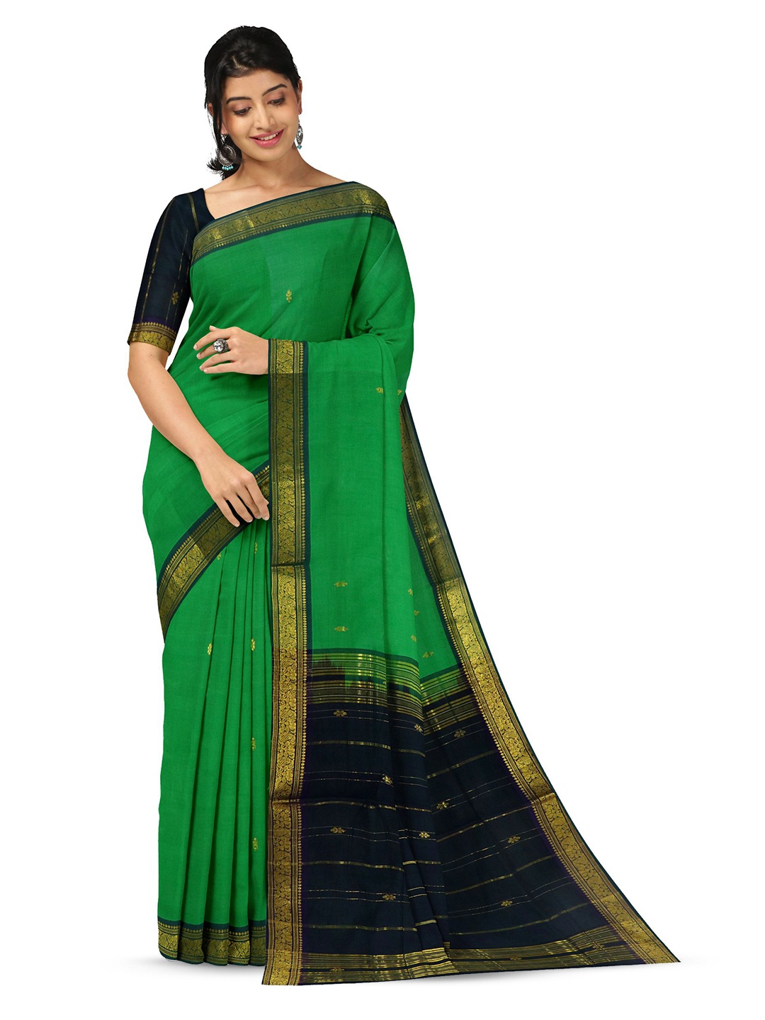 

APCO Woven Design Zari Pure Cotton Saree, Green