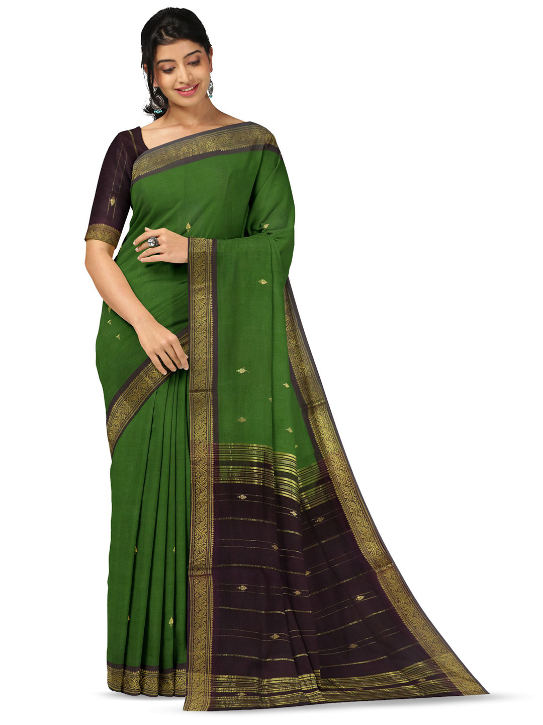 

APCO Woven Design Zari Pure Cotton Saree, Green
