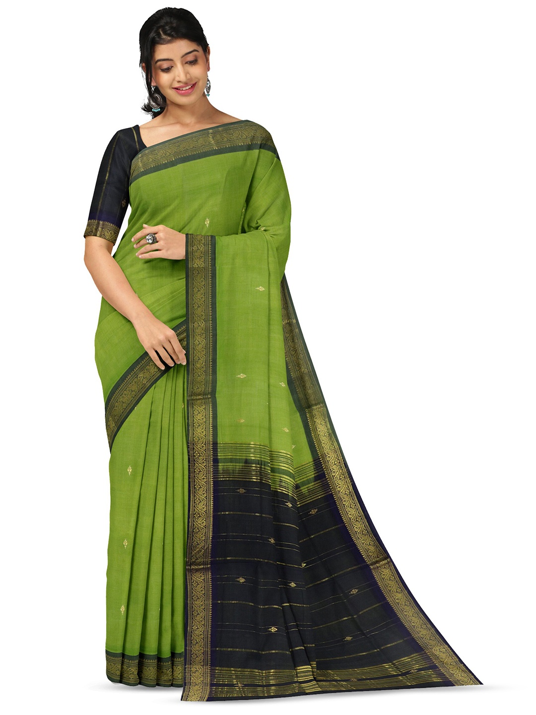 

APCO Woven Design Zari Pure Cotton Saree, Green