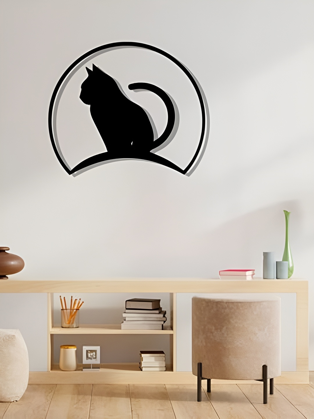 

Artrooms Cat Metal Wall Art, Black