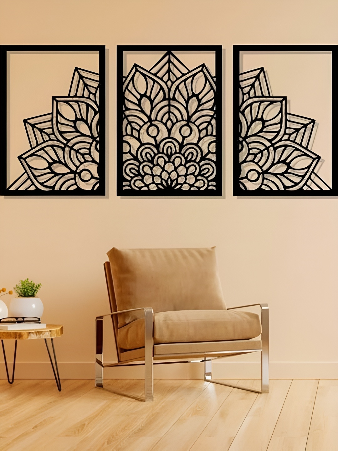 

Artrooms Floral Metal Wall Art, Black