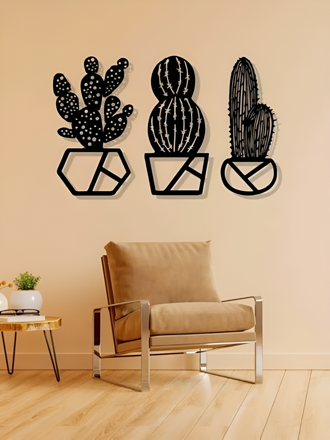 

Artrooms Cactus Metal Wall Art, Black