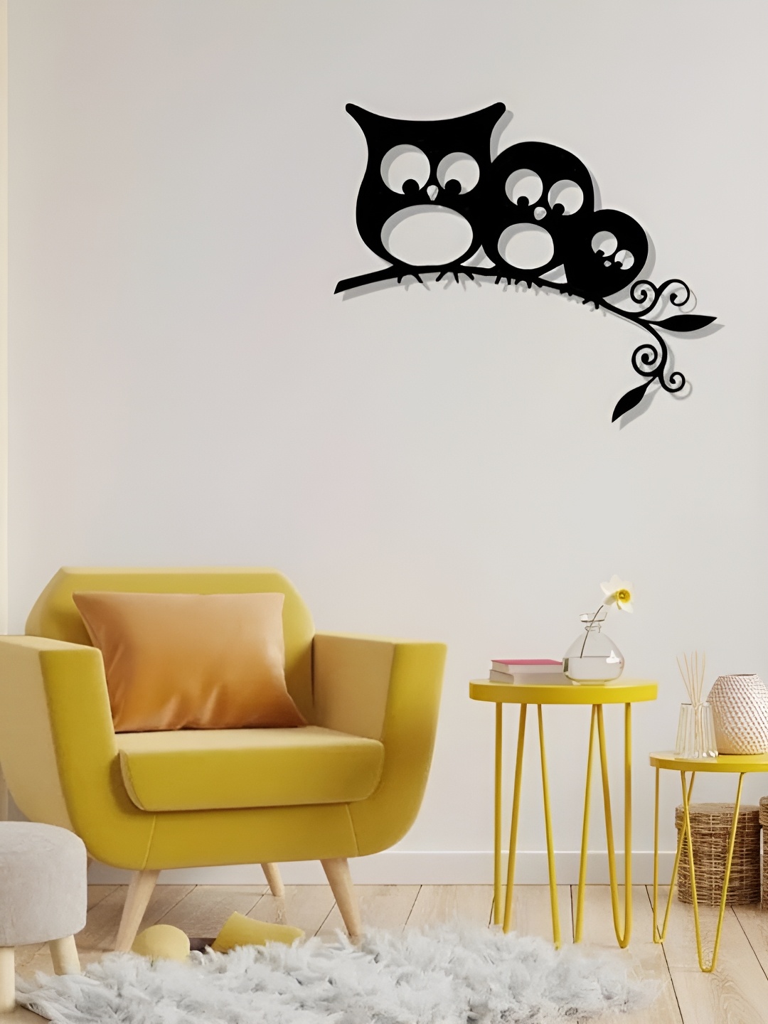

Artrooms Cute Owls Metal Wall Art, Black