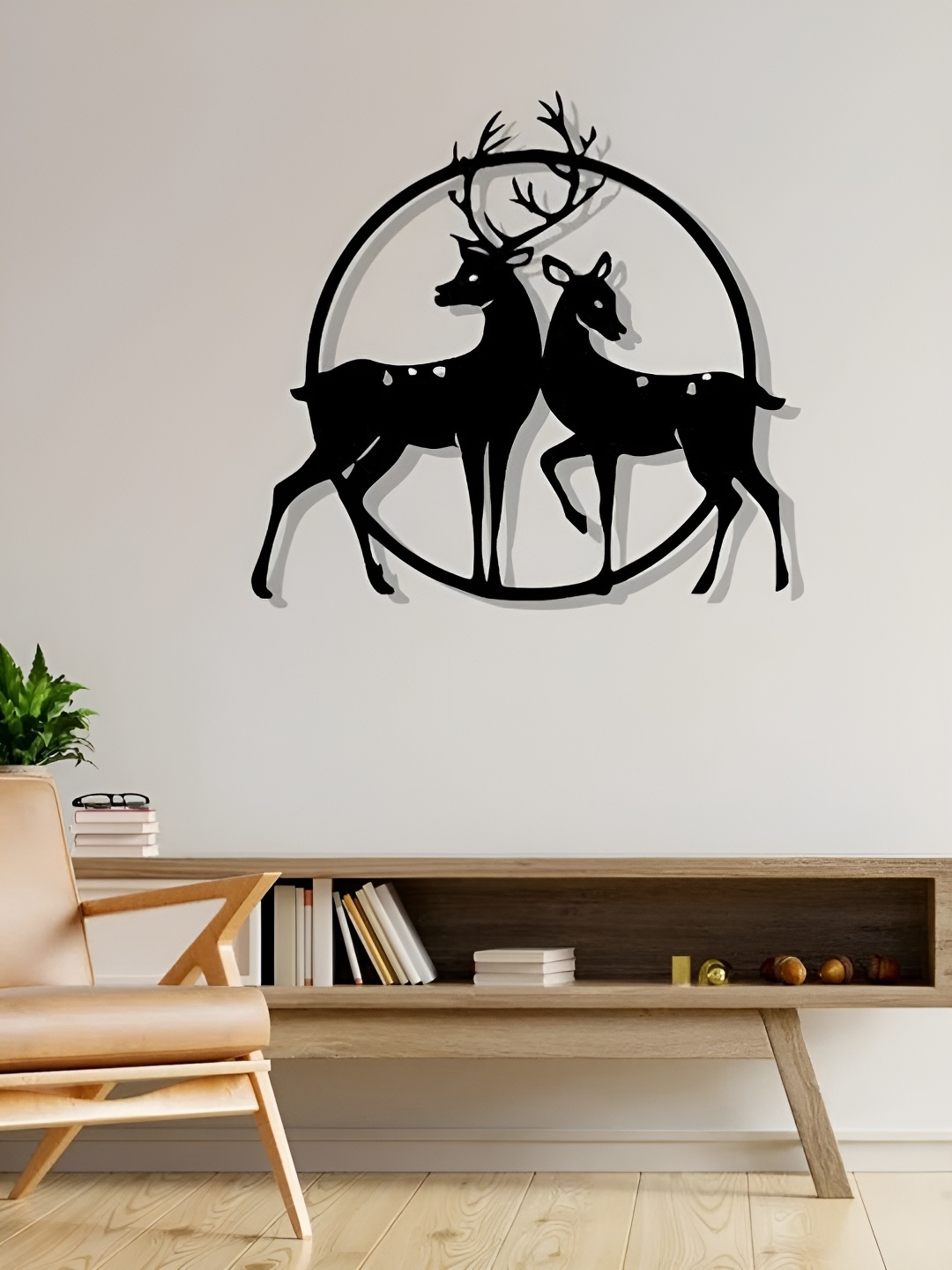 

Artrooms Deers Metal Wall Art, Black