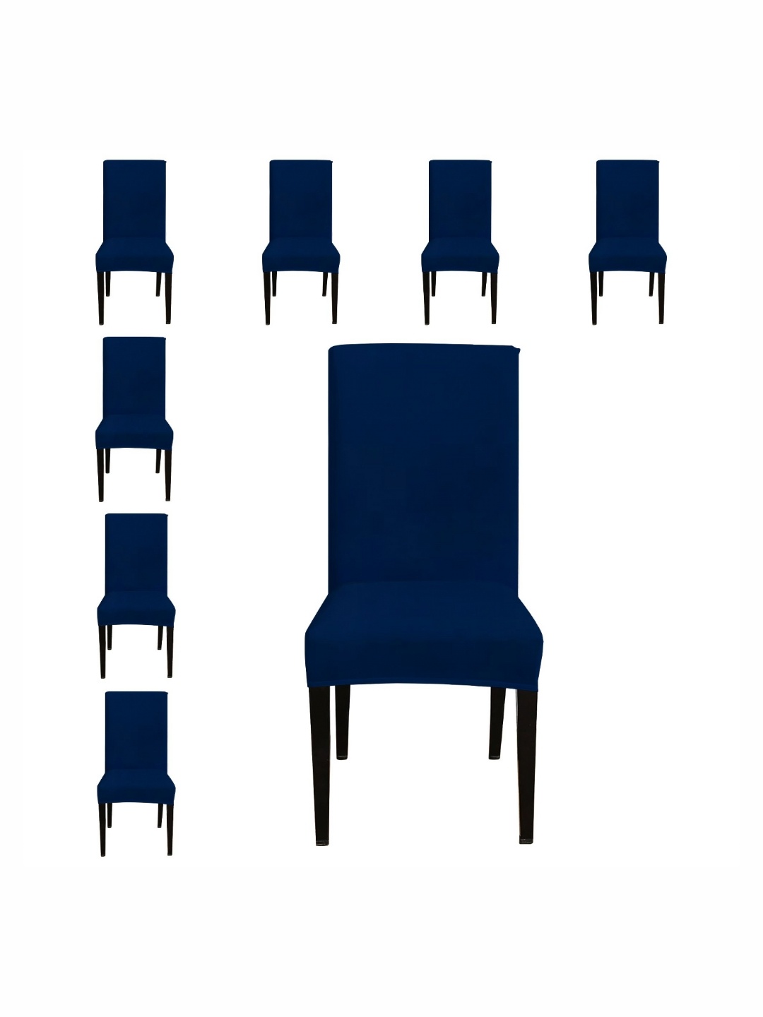 

Eleganta Set Of 8 Navy Blue Stretchable Chair Cover