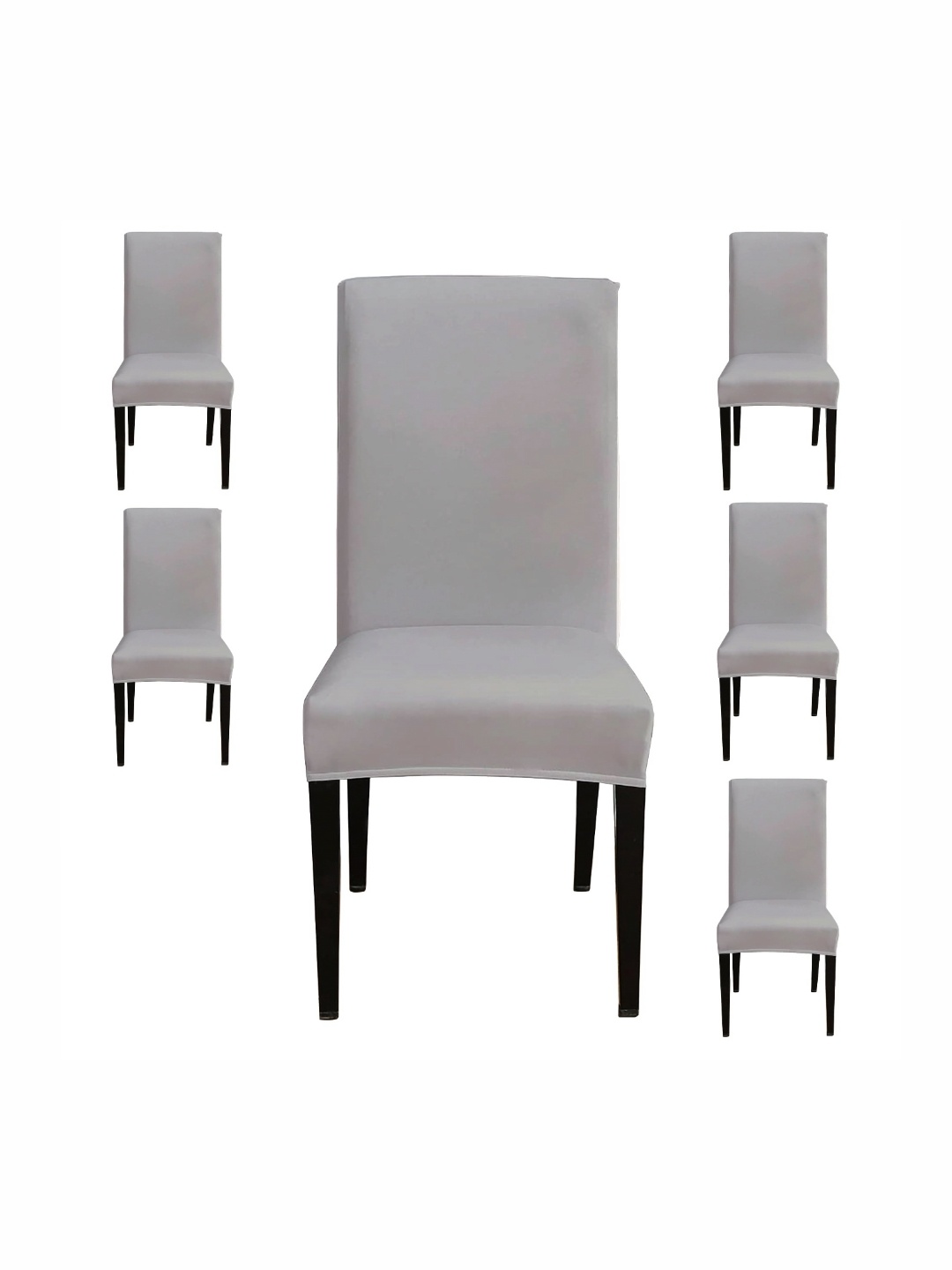 

Eleganta Set Of 6 Grey Stretchable Chair Cover